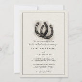 Invitation Country Horseshoe Art Western Elegant BW Mariage (Devant)