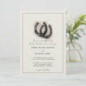 Invitation Country Horseshoe Art Western Elegant BW Mariage (Debout devant)