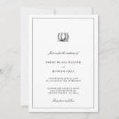 Invitation Country Horseshoe Frame Western Elegant BW Wedding (Devant)