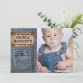 Invitation Country Kid Birthday Party Denim Jean Style (Debout devant)