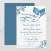 Invitation Country Kites Bouquet Mariage Bleu (Devant / Derrière)