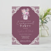 Invitation Country Lace Mason Jar Burgundy (Debout devant)