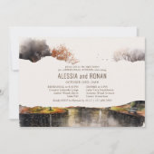 Invitation Country Lake Watercolor Wedding Rehearsal Dinner (Devant)