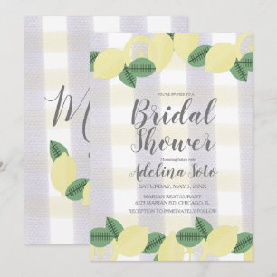 Invitation Country Lemon Boho Watercolor Plaid Fête des marié