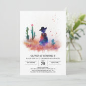 Invitation Country Life Watercolor Cowboy Anniversaire (Debout devant)