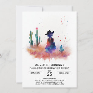 Invitation Country Life Watercolor Cowboy Anniversaire