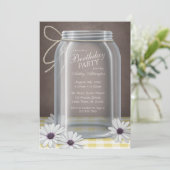 Invitation Country Mason Jar Jaune En vichy fête d'anniversai (Debout devant)