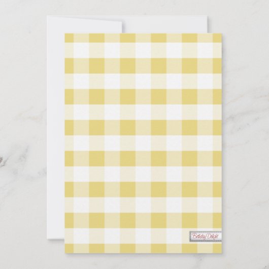 Invitation Country Mason Jar Jaune En vichy fête d'anniversai (Dos)