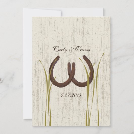 Invitation Country Meadow Rustic Horseshoe Mariage (Devant)