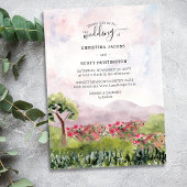 Invitation Country Meadow Watercolor Dusty Rose Mariage