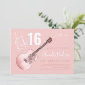 Invitation Country Music Guitar 16e anniversaire fête rose (Debout devant)