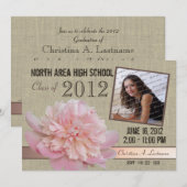 Invitation Country Peony Photo Graduate (Devant / Derrière)