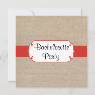 Invitation Country Red Orange et Burlap Bachelorette Party