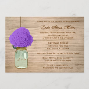 Invitation Country Russe Mason Jar Hydrangea Fête de l'mariée