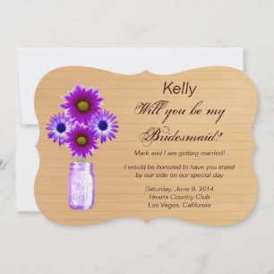 Invitation Country Russe Purple Mason Jar Bridesmaid Card