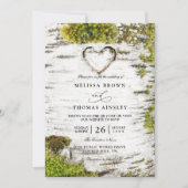 Invitation Country Rustic Birch Tree Bark QR Code Wedding (Devant)