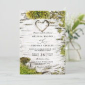 Invitation Country Rustic Birch Tree Bark QR Code Wedding (Debout devant)