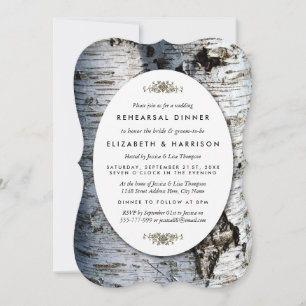 Invitation Country Rustic Birch Tree Dîner de répétition Mari