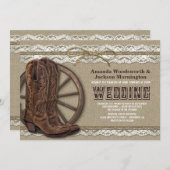 Invitation Country Rustic Burlap et dentelle mariage Invitati (Devant / Derrière)