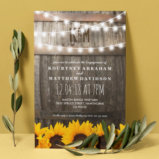Invitation Country Rustic Engagement | Tournesols