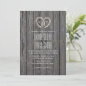 Invitation Country Rustic Horseshoe Heart Barn Wood Mariage (Debout devant)