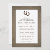 Invitation Country Rustic Horseshoe Sur Burlap Mariage (Devant)