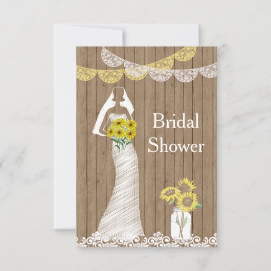 Invitation Country Rustic Mason Jar Mariée de tournesol Sh (Devant)
