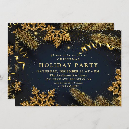 Invitation Country Rustic Pine Cônes Branche Noël (Devant / Derrière)