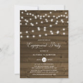 Invitation Country Rustic String Lights Partie d'engagement (Devant)