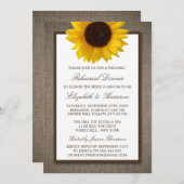 Invitation Country Rustic Tournesol Burlap Dîner de répétitio (Devant / Derrière)