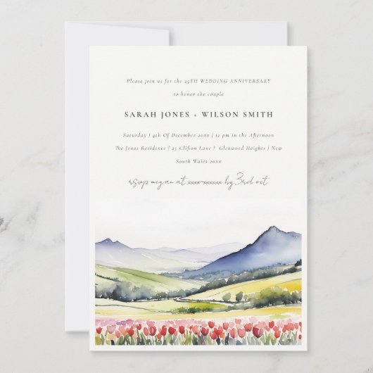 Invitation Country Spring Flora Paysage Anniversaire Mariage (Devant)