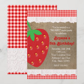 Invitation Country Strawberry Red Gingham à Volant (Devant / Derrière)