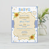 Invitation Country Sunflower Blue En vichy bébé Q Barbecue (Debout devant)