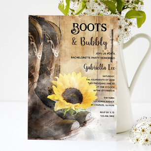 Invitation Country Sunflower Boots Bubly Bachelorette Party