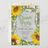 Invitation Country Sunflower Daisy Baby shower Dîner (Devant / Derrière)