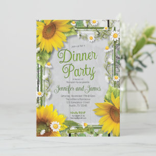 Invitation Country Sunflower Daisy Baby shower Dîner
