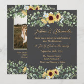 Invitation Country Sunflower Photo QR Code Mariage (Devant / Derrière)