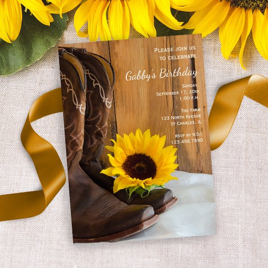 Invitation Country Sunflower Western Anniversaire de l'Ouest
