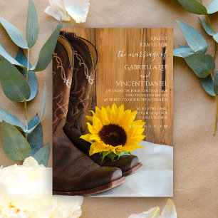 Invitation Country Sunflower Western Grange Mariage