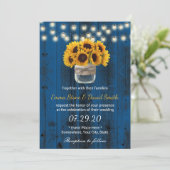 Invitation Country Sunflowers Jar Marine Blue Barne Mariage (Debout devant)