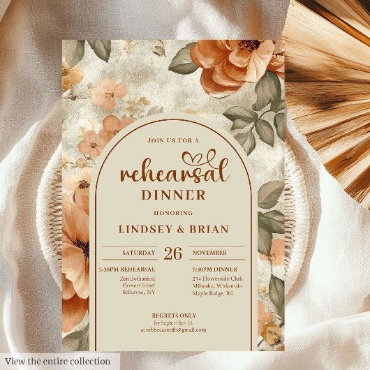 Invitation Country Terracotta Beige Sage Watercolor Rehearsal