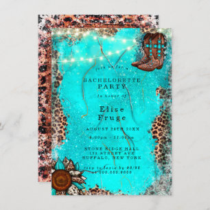 Invitation Country Turquoise Cowboy Boots Bachelorette Party