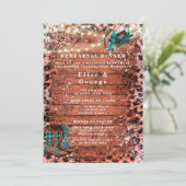 Invitation Country Turquoise Cowboy Boots Dîner de répétition (Debout devant)