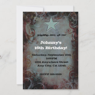 Invitation Country Western Blue Star Filles Garçon
