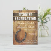 Invitation Country Western Horseshoe Mariage rustique (Debout devant)