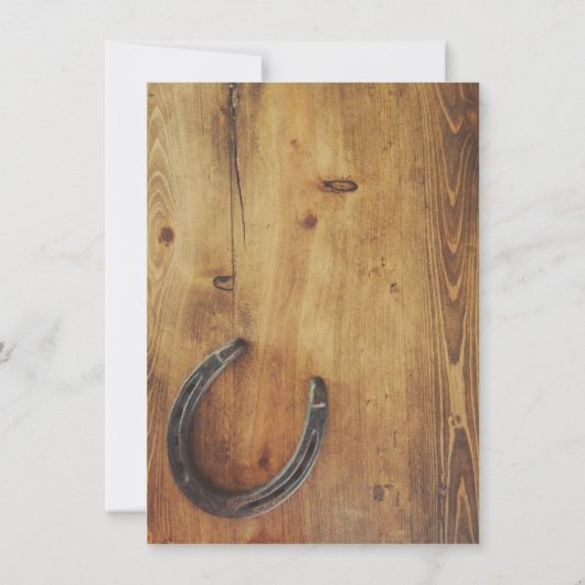 Invitation Country Western Horseshoe Mariage rustique (Dos)