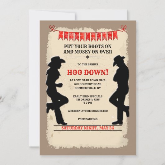 Invitation Country Western personnalisée pour un H (Devant)