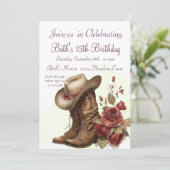 Invitation Country Western, Rose, 15e anniversaire (Debout devant)