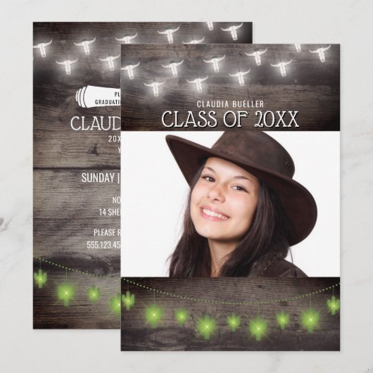 Invitation Country Western Southwest Photo Graduation Party (Devant / Derrière)