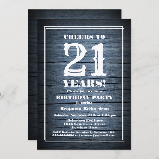 Invitation Country Wood 21e fête d'anniversaire (Devant / Derrière)